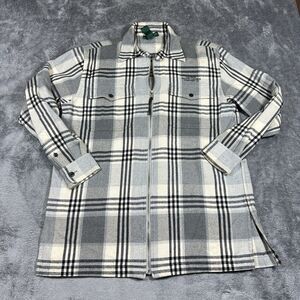 Lauren Ralph Lauren Shirt Mens Small Flannel Plaid Zip Jacket Long Sleeves Heavy